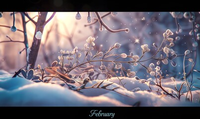 beautiful fantasy illustration about february month