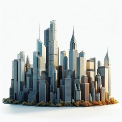Fototapeta na wymiar Metropolis city isolated on a white background, urban concept, Generative AI