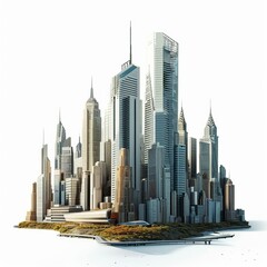 Metropolis city isolated on a white background, urban concept, Generative AI