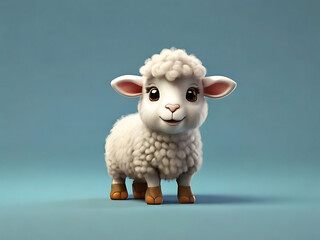 flat vector logo of a cute  sheep