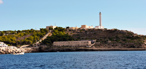 Punta Meliso and the lighthouse of Santa Maria di Leuca built in 1864, 47 meters high, the second tallest in Europe Italy