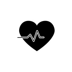 Heart rate icon. Simple solid style. Heart pulse, electrocardiogram, healthcare and medical concept. Black silhouette, glyph symbol. Vector illustration isolated.
