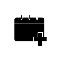 Fototapeta premium Medical calendar icon. Simple solid style. Medication schedule, treatment, agenda, medicine concept. Black silhouette, glyph symbol. Vector illustration isolated.