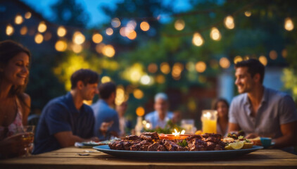 Summer Backyard barbecue with friends. AI generated