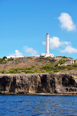 Punta Meliso and the lighthouse of Santa Maria di Leuca built in 1864, 47 meters high, the second tallest in Europe Italy