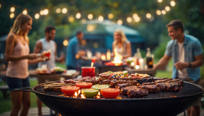 Summer Backyard barbecue with friends. AI generated