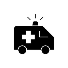 Ambulance icon. Simple solid style. Emergency, first rescue car, van, paramedic, medical, siren, truck, transportation concept. Black silhouette, glyph symbol. Vector illustration isolated.