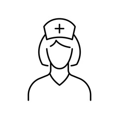 Fototapeta premium Nurse icon. Simple outline style. Medic, female, people, woman, girl, doctor, health, medical, hospital staff concept. Thin line symbol. Vector illustration isolated.