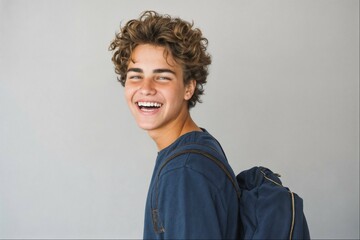 Obraz premium Cute boy with toothy grin ideal for dental care and education
