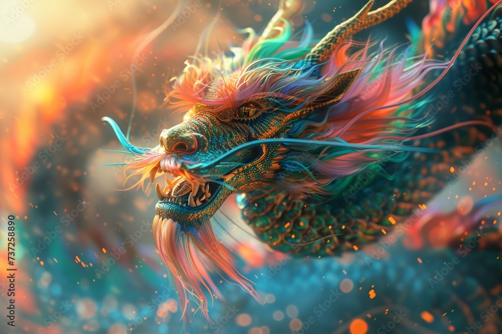 Poster experience the allure of the colorful chinese dragon in various artistic styles and enchanting envir