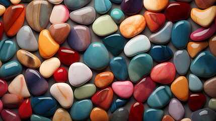 Fototapeta na wymiar Close-up of colorful polished pebbles, close-up of stone