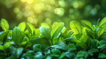 Green lawn banner for 8 march, mother's day with bokeh copy space for text. Floral background with soft selective focus. Generative AI.