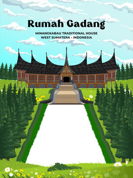 Rumah Gadang. Traditional House from West Sematera Indonesian. Indonesian Traditional House.