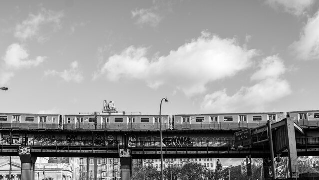 Subway on the bridge in new york