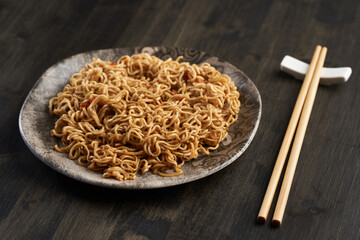 Soba noodles closeup