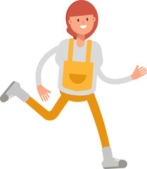 Woman Barista Character Running
