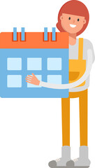 Woman Barista Character Holding Calendar
