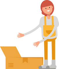 Woman Barista Character Opening Box
