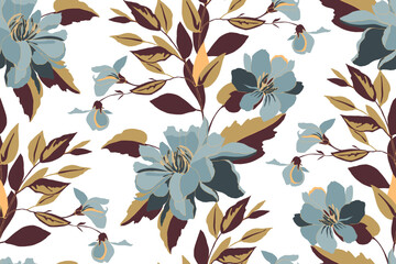 Vector floral seamless pattern with flowers