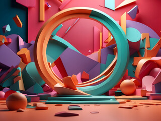 Abstract 3D render design, modern background design with geometric shapes, and graphic design