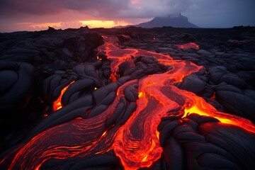 Stunning lava flows creating new land