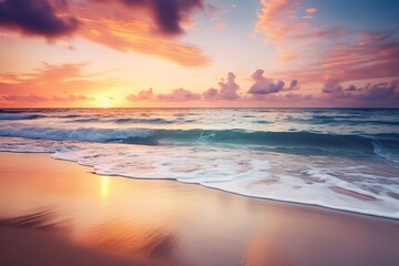 The calmness of a serene beach at sunset