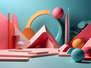 Fototapeta premium Abstract 3D representation of a modern geometric background. Minimalistic design for poster, cover, branding, banner, and placard design.