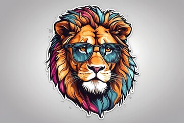 Retro colorful lion head for craft and T-shirt