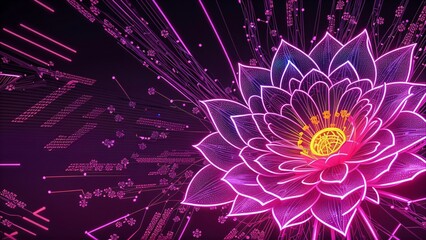 An electronic flower. Music. Abstract background with flowers
