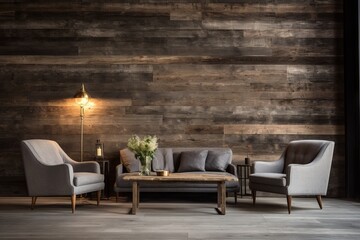 Obraz premium Weathered wood wall in a cozy interior