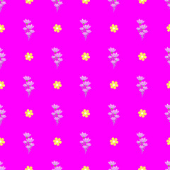 Small flowers pattern with leaves in vector.