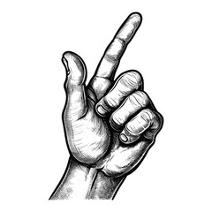 hand gesture in old engraving style for drawing reference