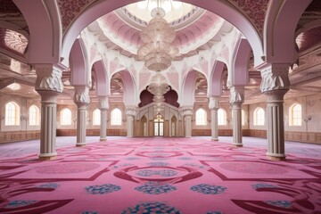 Obraz premium A mosque beautifully decorated for Eid prayers