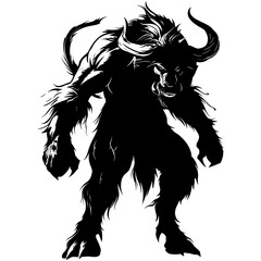 Fototapeta premium Silhouette Minotaur the Mythical Ancient Creature black color only