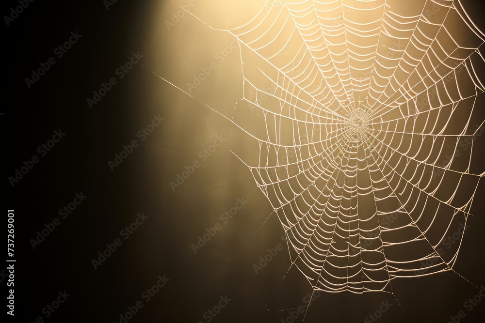 Poster delicate balance of light and shadow on a spider's web
