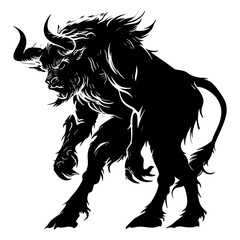 Silhouette Minotaur the Mythical Ancient Creature black color only