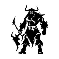 Fototapeta premium Silhouette Minotaur the Mythical Ancient Creature black color only