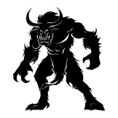 Fototapeta premium Silhouette Minotaur the Mythical Ancient Creature black color only