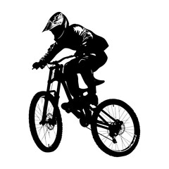 Obraz premium Silhouette mountain bike jumps in the air black color only