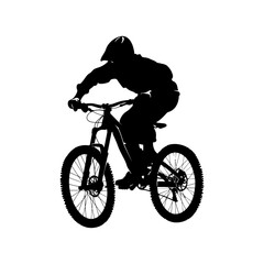Naklejka premium Silhouette mountain bike jumps in the air black color only