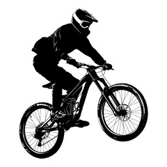 Obraz na płótnie Canvas Silhouette mountain bike jumps in the air black color only