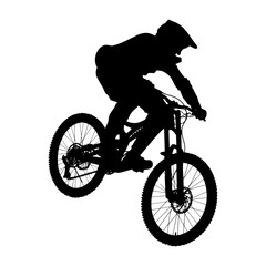 Fototapeta premium Silhouette mountain bike jumps in the air black color only