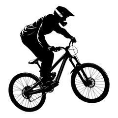 Naklejka premium Silhouette mountain bike jumps in the air black color only