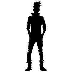 Silhouette punk man black color only full body