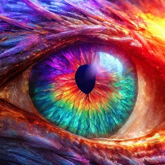 Gaze of the Dragon: Detailed Macro Shot of a Vibrant Dragon's Eye"