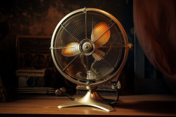 A vintage rotary fan with metal blades