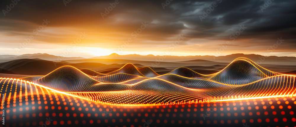 Poster network of the future: a blue-toned vision of connectivity and data flow in a technologically advanc