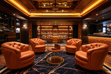A luxury cruise ship offering a cigar lounge, where guests can enjoy premium cigars in a sophisticated and elegant setting