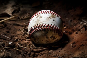 Fototapeta na wymiar A baseball captured in close-up as it leaves the bat