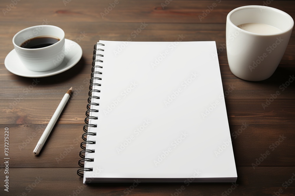 Aufkleber a blank notebook on a desk in a mock up setting